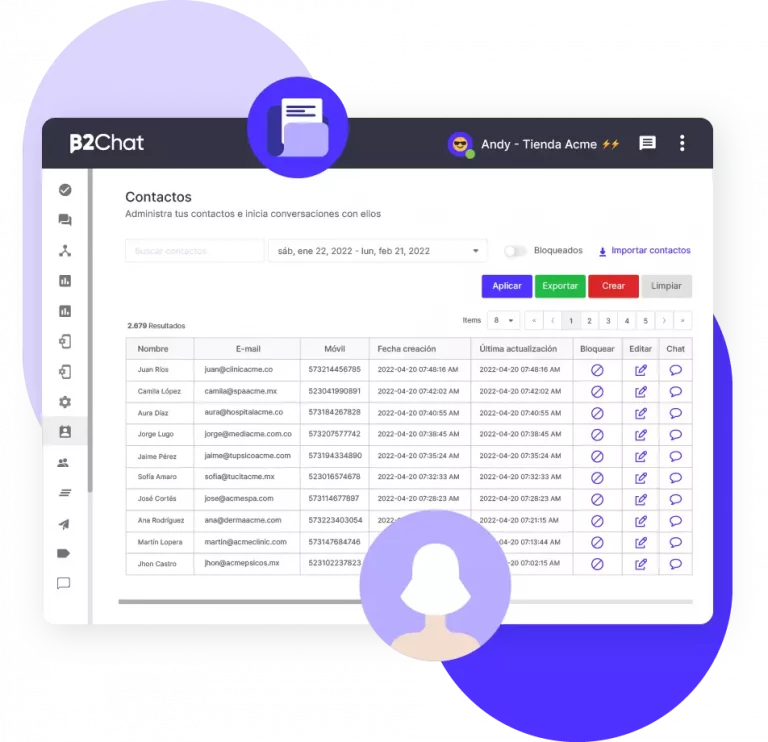 b2chat contacts module