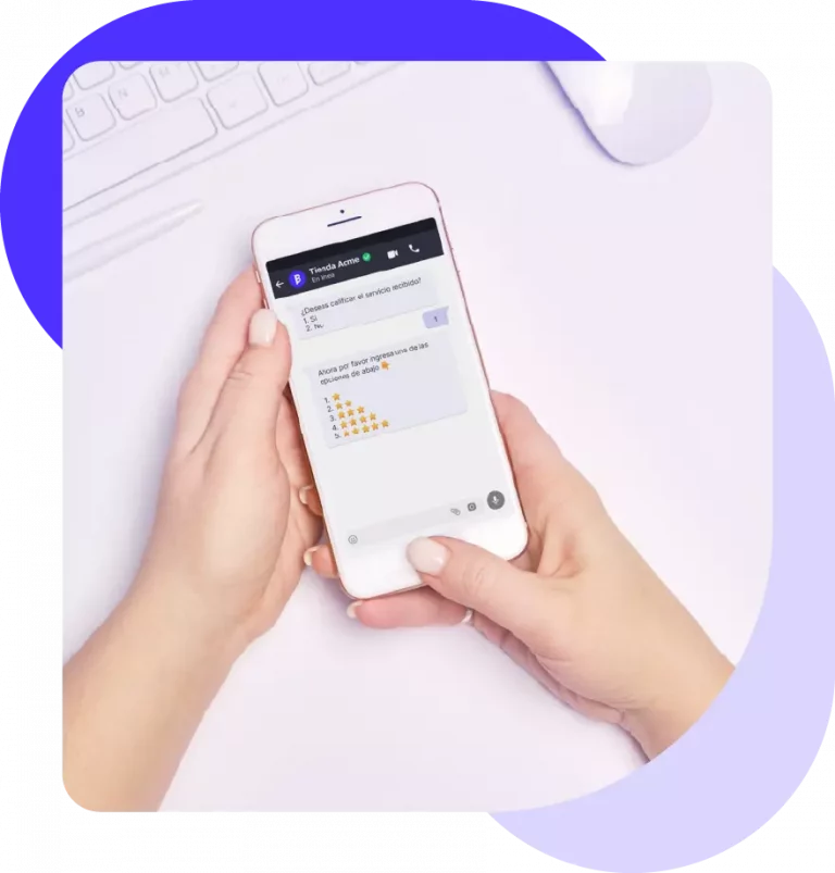 calificación de un servicio con el chatbot de satisfacción de b2chat