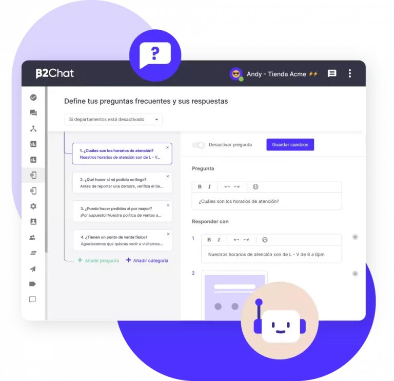 chatbot de soluciones de b2chat