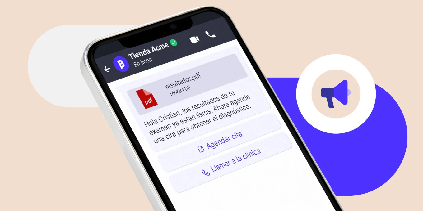 smartphone mostrando un template de envíos masivos para whatsapp