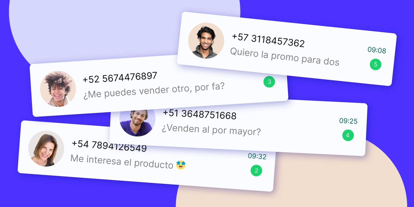 Diagrama de chats de clientes en WhatsApp