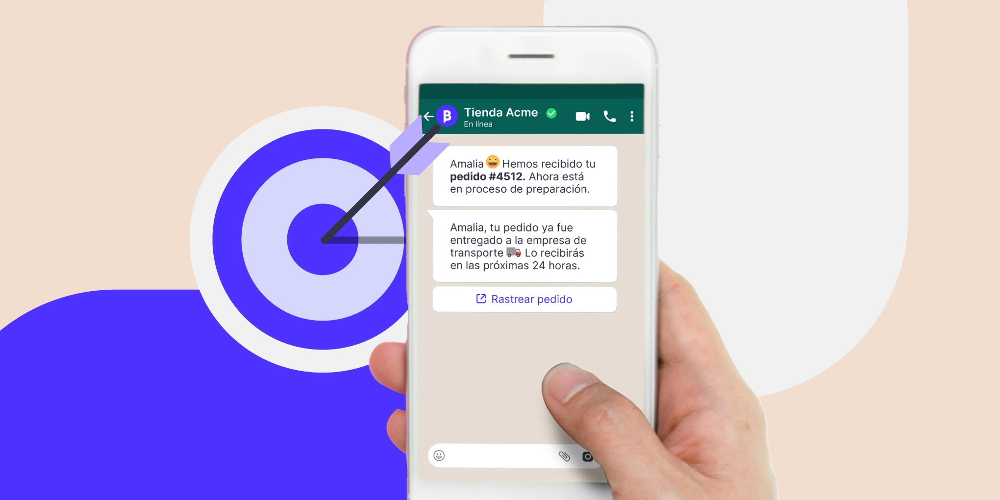 Smartphone con mensaje en WhatsApp