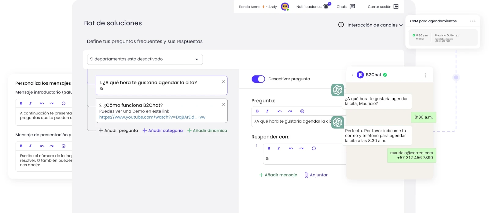 modulo chatbots ia b2chat