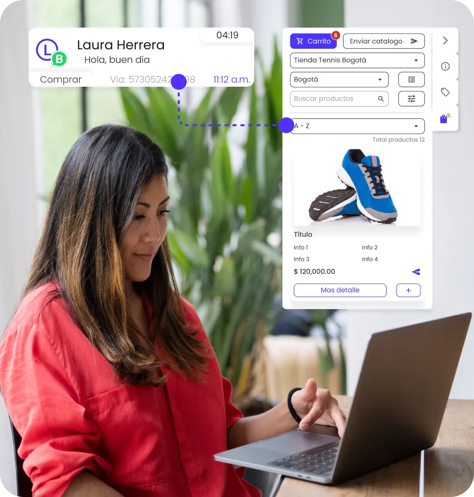 chica trabajando con la integración de shopify y b2chat