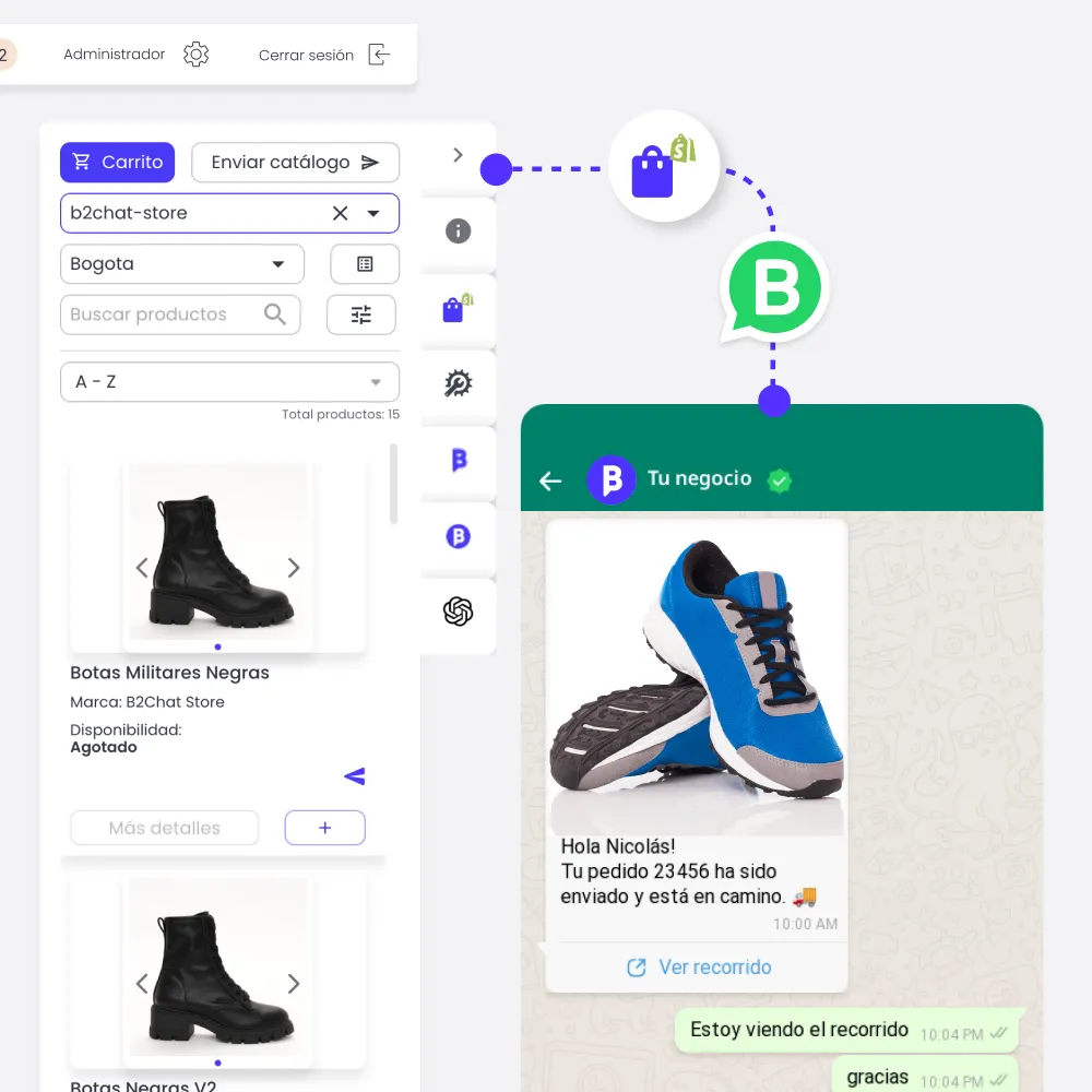 promoción de productos en la integración de shopify y whatsapp