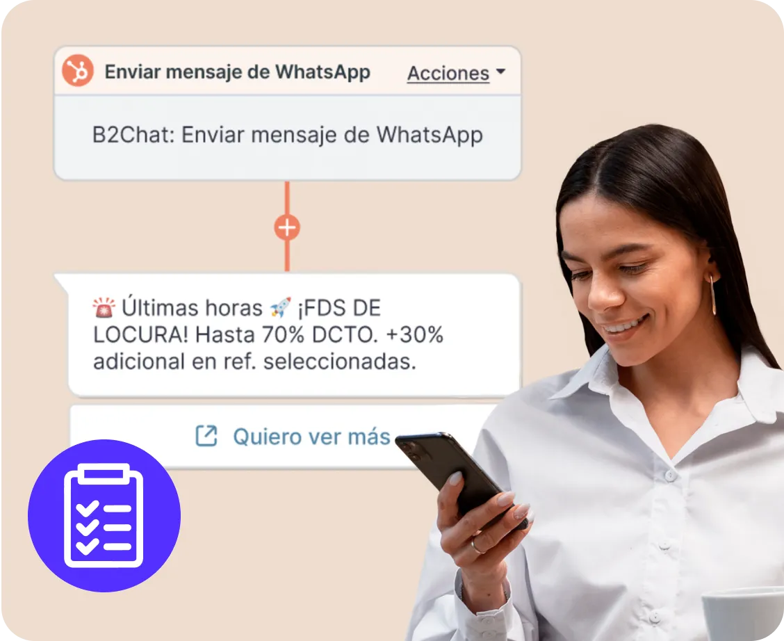 flujo de automatización de hubstpo con b2chat