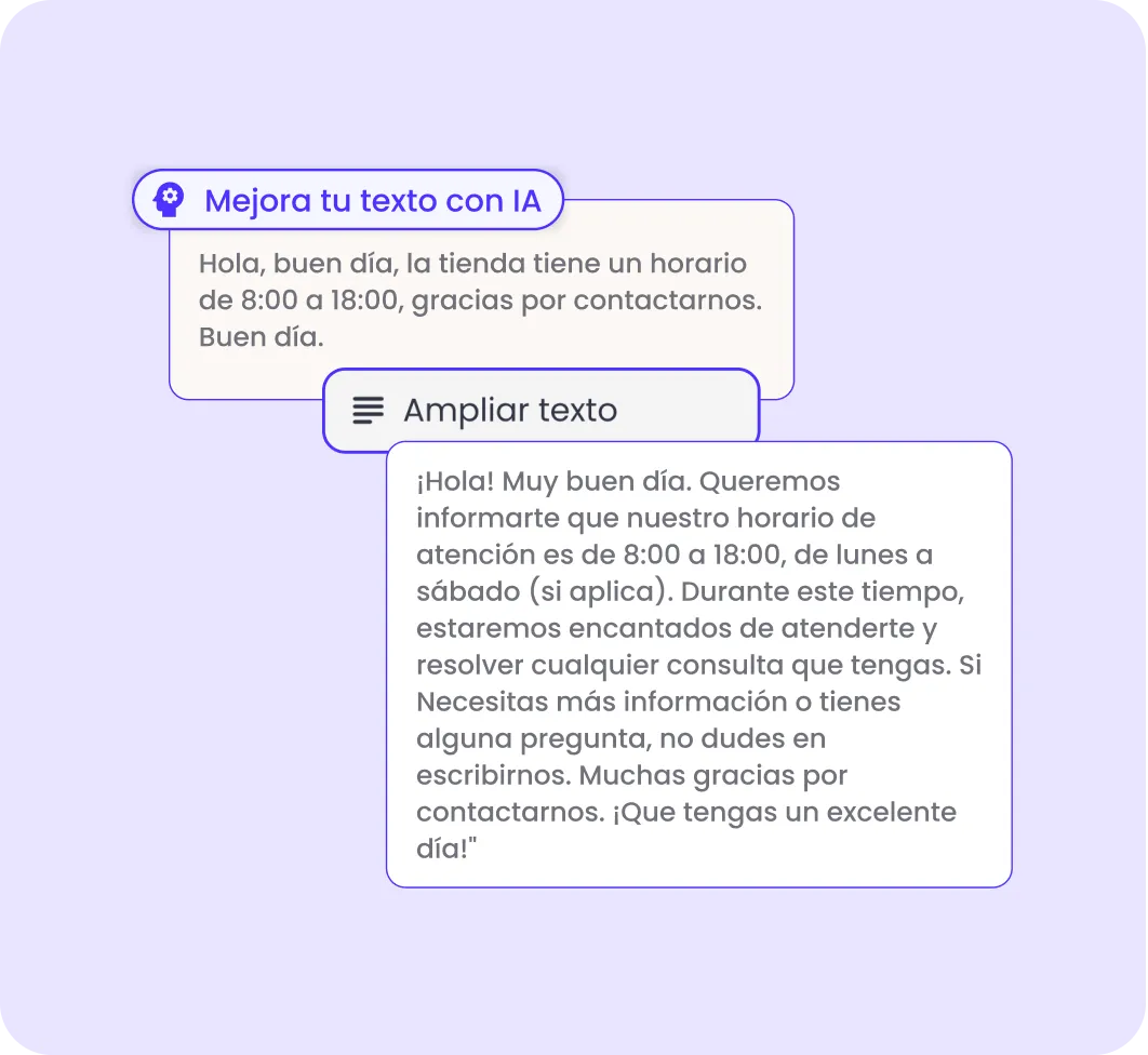 ampliación de mensajes con ia en b2chat